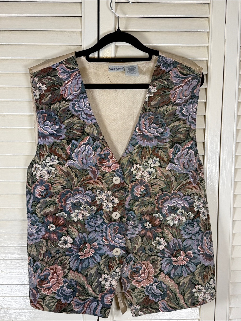 Vintage Cabin Creek Floral Tapestry Vest Size XL Grandma Cottagecore Boho 90s